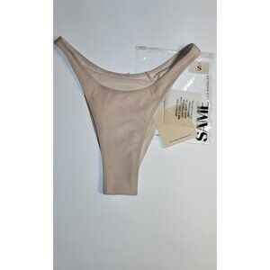 SAME Los Angeles Bottom Swim  Womens High Rise 90s Small Faux Suede White